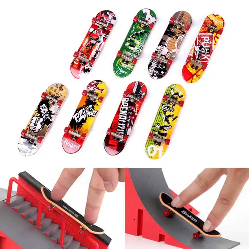Mini Finger Skateboard and Ramp Toy Skate Park Ramp Kit Primitive Pro Model Finger Board with 1 Finger Skateboard Ramp Parts for Finger Skateboard Parks Training Props