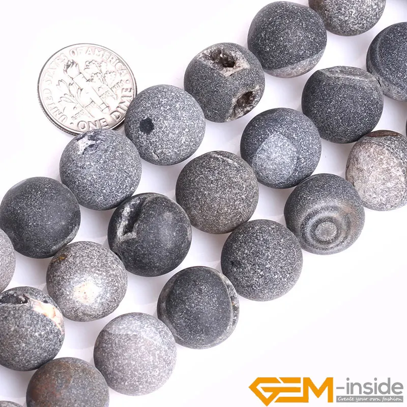 Круглый Geode кулон agates Druzy агатовые бусины для изготовления ювелирных изделий Strand 15 дюймов DIY браслет ожерелье ювелирные изделия бусины 8 мм 10 мм 14 мм