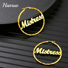 

Custom Hoop Earrings Customize Name Earrings Twist Hoop Earrings Personalized Earrings With Statement Words Hip-hop Jewelry Gift