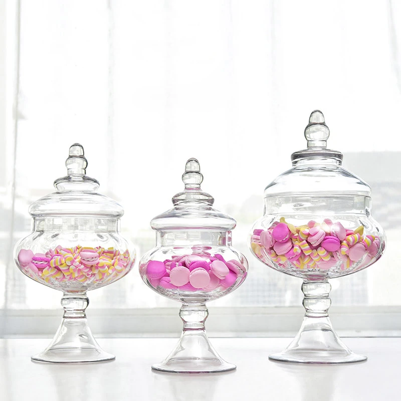 Europese Transparante Glazen Pot Snoep Opslag Potten Glazen Flessen Met Deksel Bruiloft Decoraties Set Dessert Pot Creatieve Vaas|Opslag Flessen & -