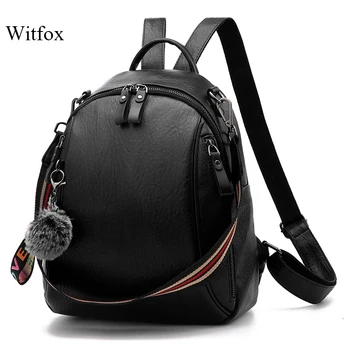 

Witfox women 's backpack classic PU leather casual fashion book package for college school big capacity