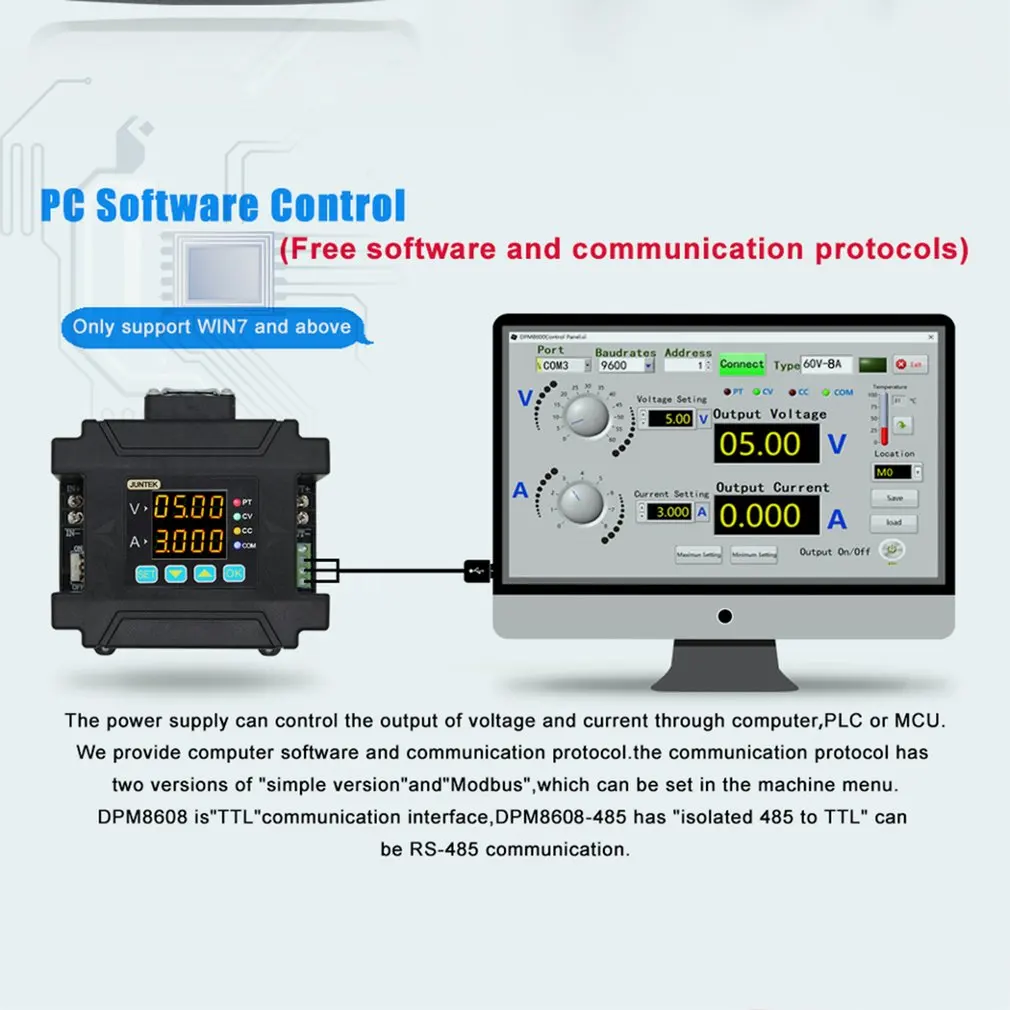 DPM8608-RF Communication Power Supply Buck Voltage Remote Digital Control Constant Voltage Current DC-DC Step-down 60V 8A