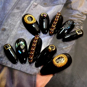 

Advanced customization False Nails Manicure DIY 3D Shiny Fake Nails Art Tips Stiletto Full Acrylic Bling AB Crystal Stickers