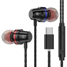 USB Tipi C Kulaklık Metal Kulaklık Süper Bas mikrofonlu tekli kulaklıklar Xiaomi Huawei Için Fone de ouvido Auriculares(China)