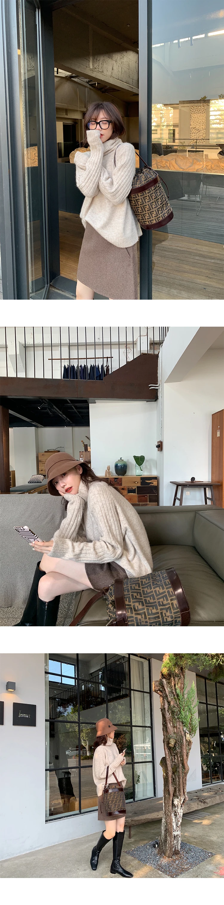 Fashion Pullover Knitted Sweater Ladies Elegant Women Autumn Winter Casual Solid Long Sleeve Jumper Turtleneck Pull Femme