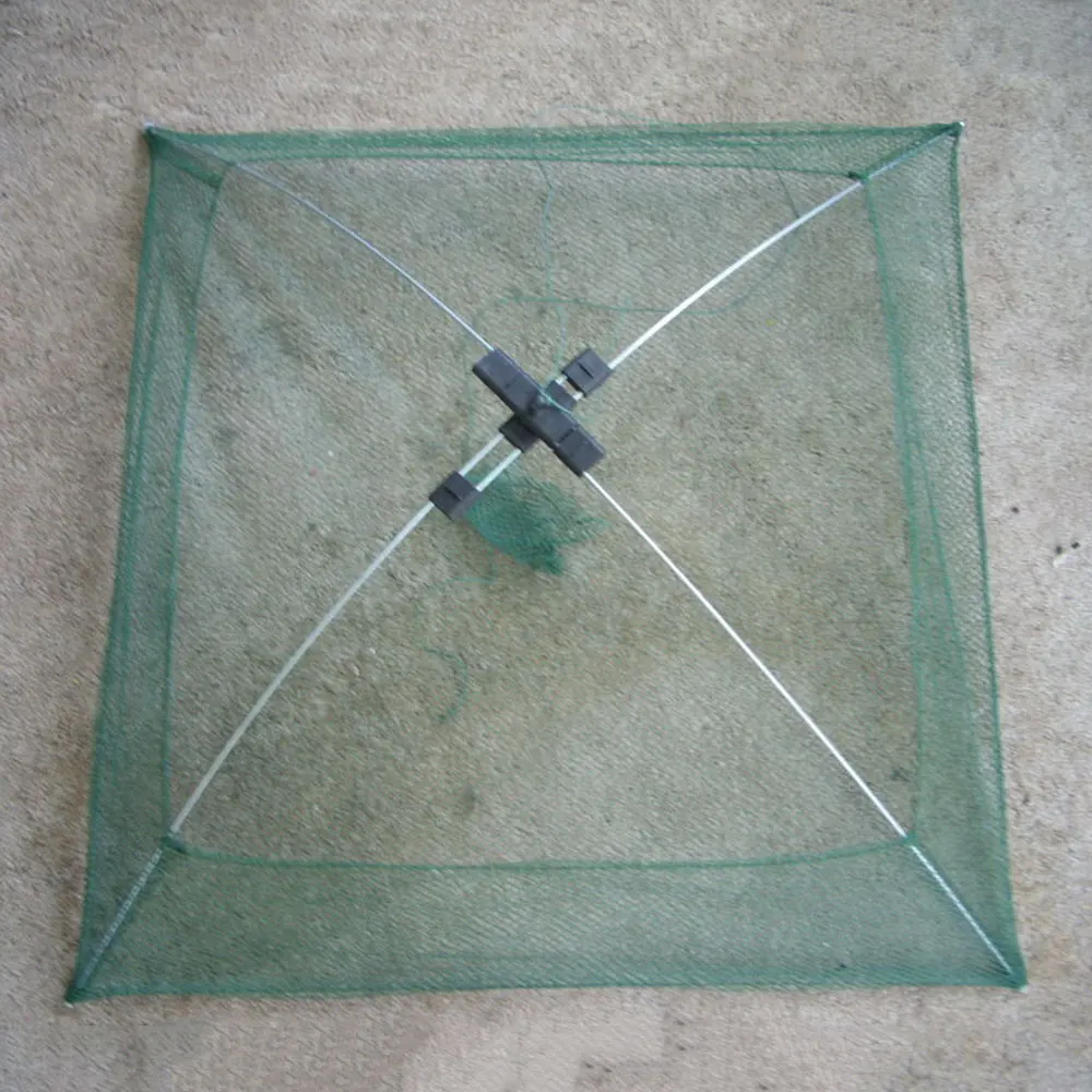 60*60cm Nylon Fishing Cage Fish Bag Hand Throw Net Portable Fishing Net Fishery Green Practical Shrimp Cage Durable Fish Supply