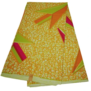 

New Arrival African Wax Prints Fabric 100% Cotton Comfortable Dutch Wax African Ankara Yellow Fabric 6Yards