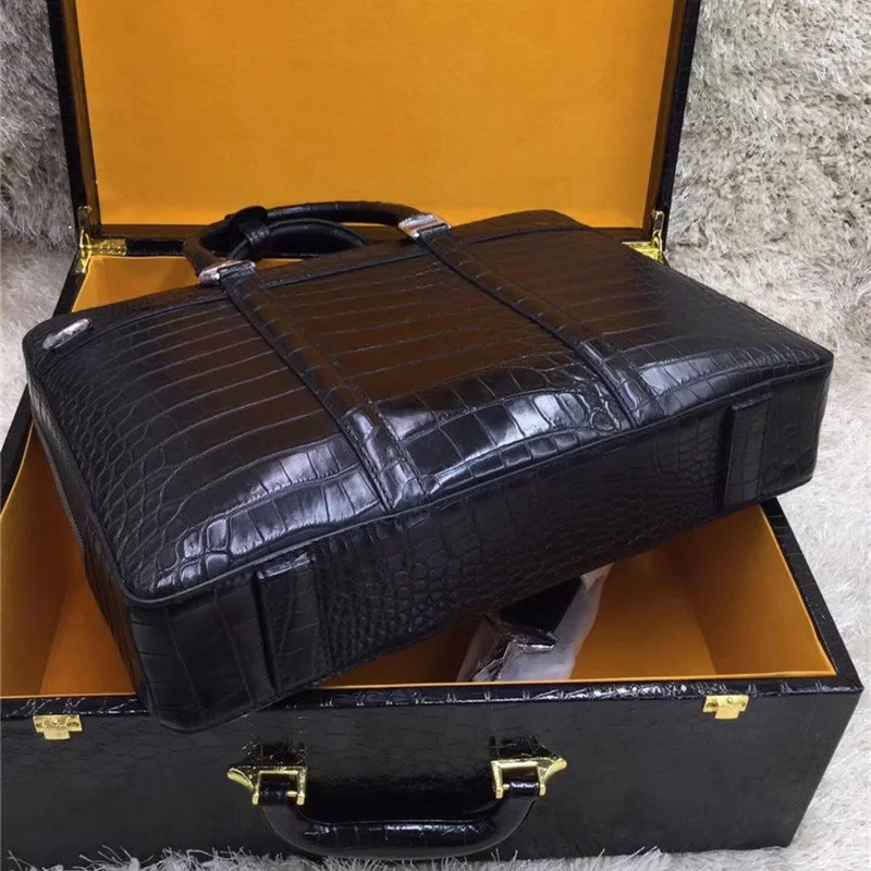 Authentic Crocodile Belly Skin Businessmen Large Laptop Briefcase Genuine  Alligator Leather Male Working Handbag Shoulder Bag