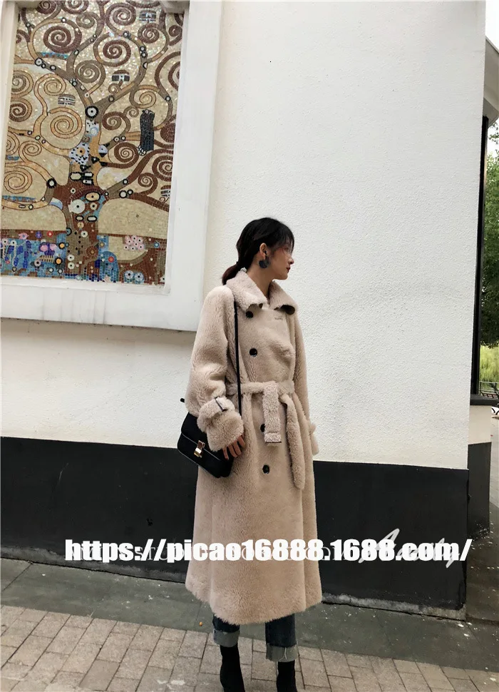 Женское пальто из натурального меха ягненка, зимняя куртка, женское теплое шерстяное пальто в Корейском стиле, длинное пальто Abrigos Mujer Invierno BL-628 YY532