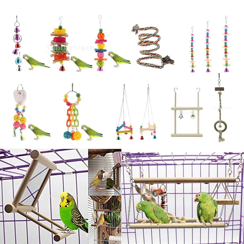 Wood Pet Bird Mirror Toy for Parrot Macaw African Greys Budgies Cockatoo Parakeet Cockatiels Conure Lovebird