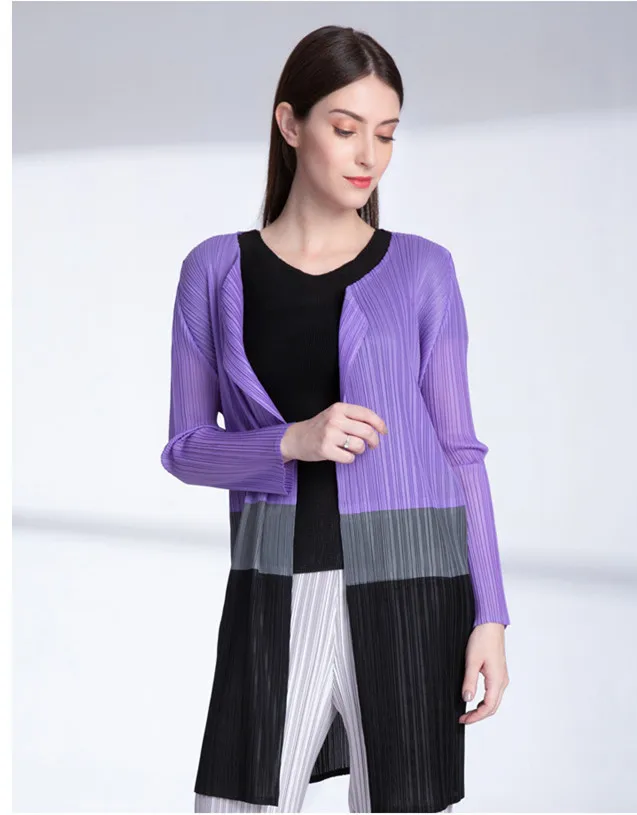 Miyake Новое Плиссированное пальто с цветным блоком Женское пальто xingxie