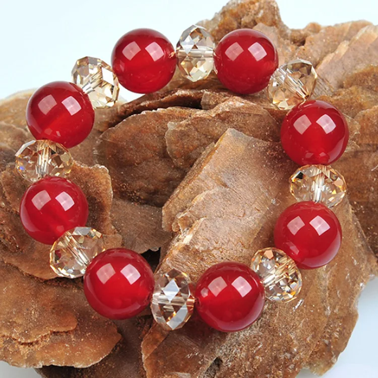 

New Accessories 14MM Red Crystal Monolayer Bracelet Female Beaded Accessories Wholesale
