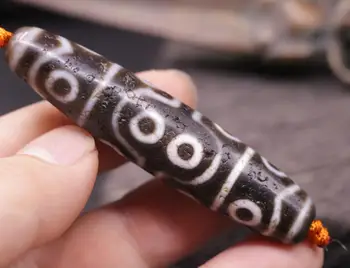 

Energy Power Tibetan Old Agate 12 Eye Long Master dZi Bead Amulet Pendant 3A 73M LKbrother Sauces Top Quality