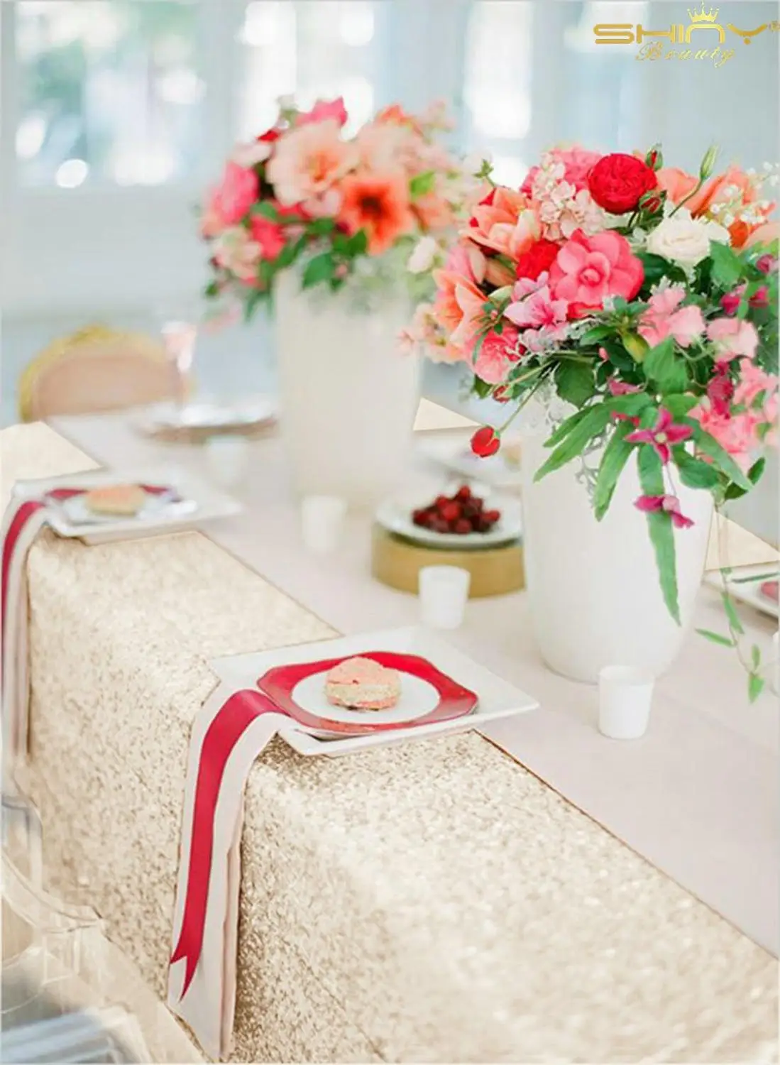 60x120-Inch Ivory Sequin Tablecloth for Wedding Rectangular Table Overlay, Oblong Reception Dining Party Table Linen-M1016