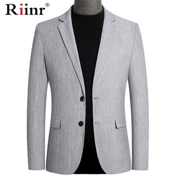 

Riinr Brand Spring Autumn Men blazer Fashion Slim Suit jacket Men Business Casual Clothing High Quality Men's Suit Male M-4XL