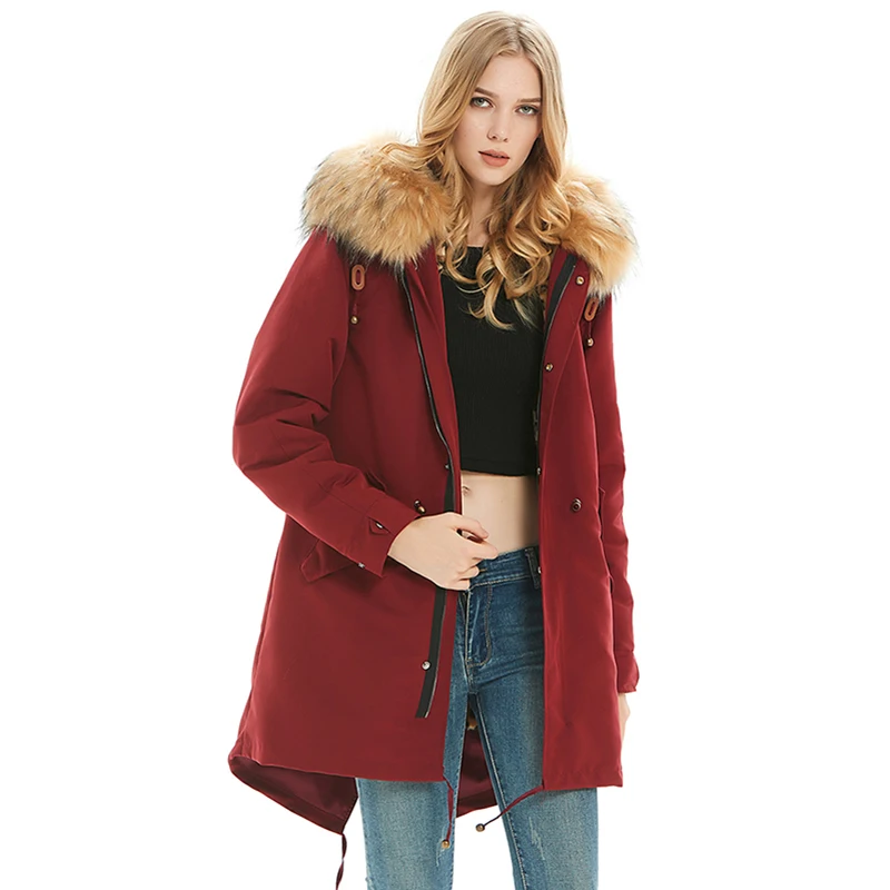 #*Cheap Women Fur Collar Button Jacket Faux Fur Coat Warm Thickening Plus Velvet Coat