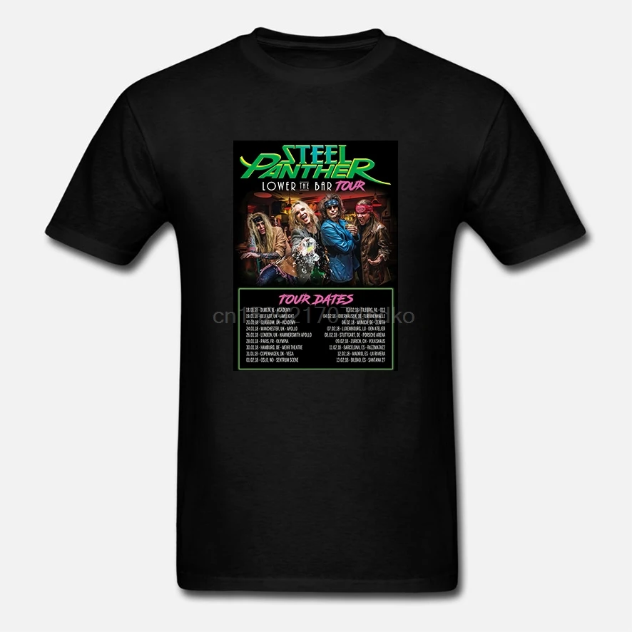 Steel Panther UK Tour 2018 футболка черного цвета с коротким рукавом дизайнерский Топ размер