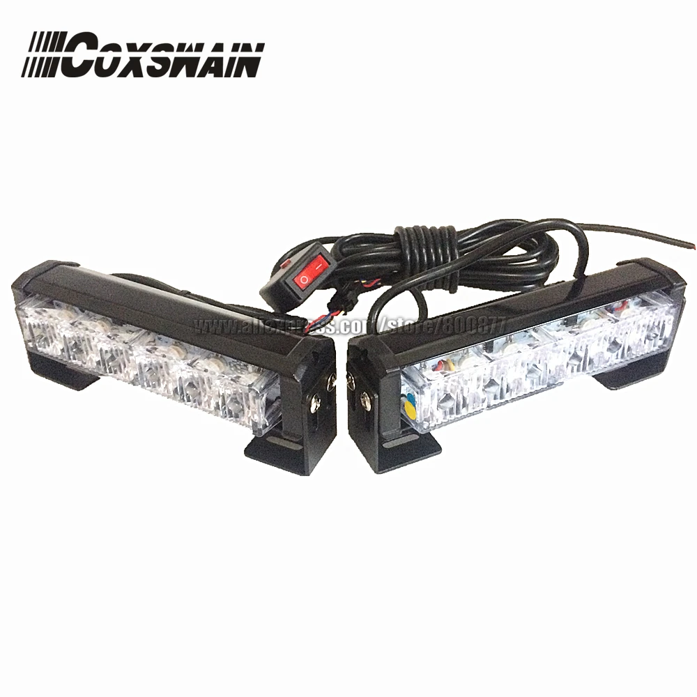 Dual Color 2X6 LED Car Warning Strobe Flash emergency light EMS Ambulance warning head Light Day Running Light DRL (CS-6D-2)