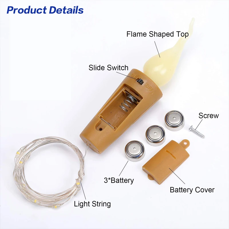10 LEDs Starry Copper Christmas Decoration Wine Bottle Light String Light LED Wine stopper Candle Cork Light Warm White