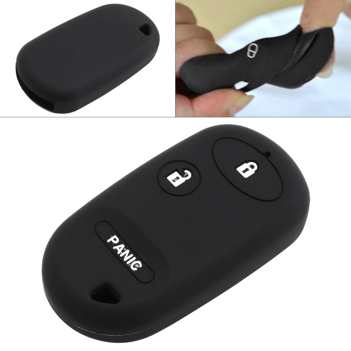 

2 Buttons Silicone Smart Remote Entry Car Key Case Protector Holder for Honda Civic Element Accord CRV Insight Pilot 2001-2005