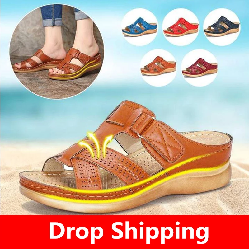 

Women's Summer Open Toe Comfy Sandals Super Soft Premium Orthopedic Low Heels Walking Sandals Drop Shipping Toe Corrector Cusion