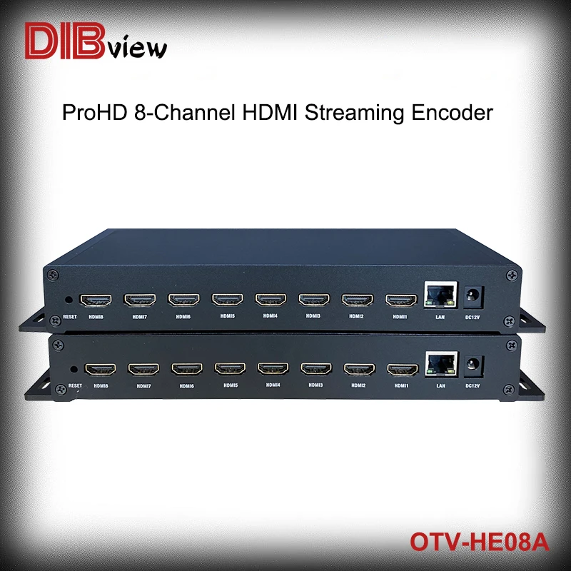 Dibview 8 채널 HDMI 호환 SRT 비디오 인코더, Ip H.264 H.265 IPTV MPEG4 RTSP HLS RTMPS HD 라이브 스트림, 페이스북 유튜브