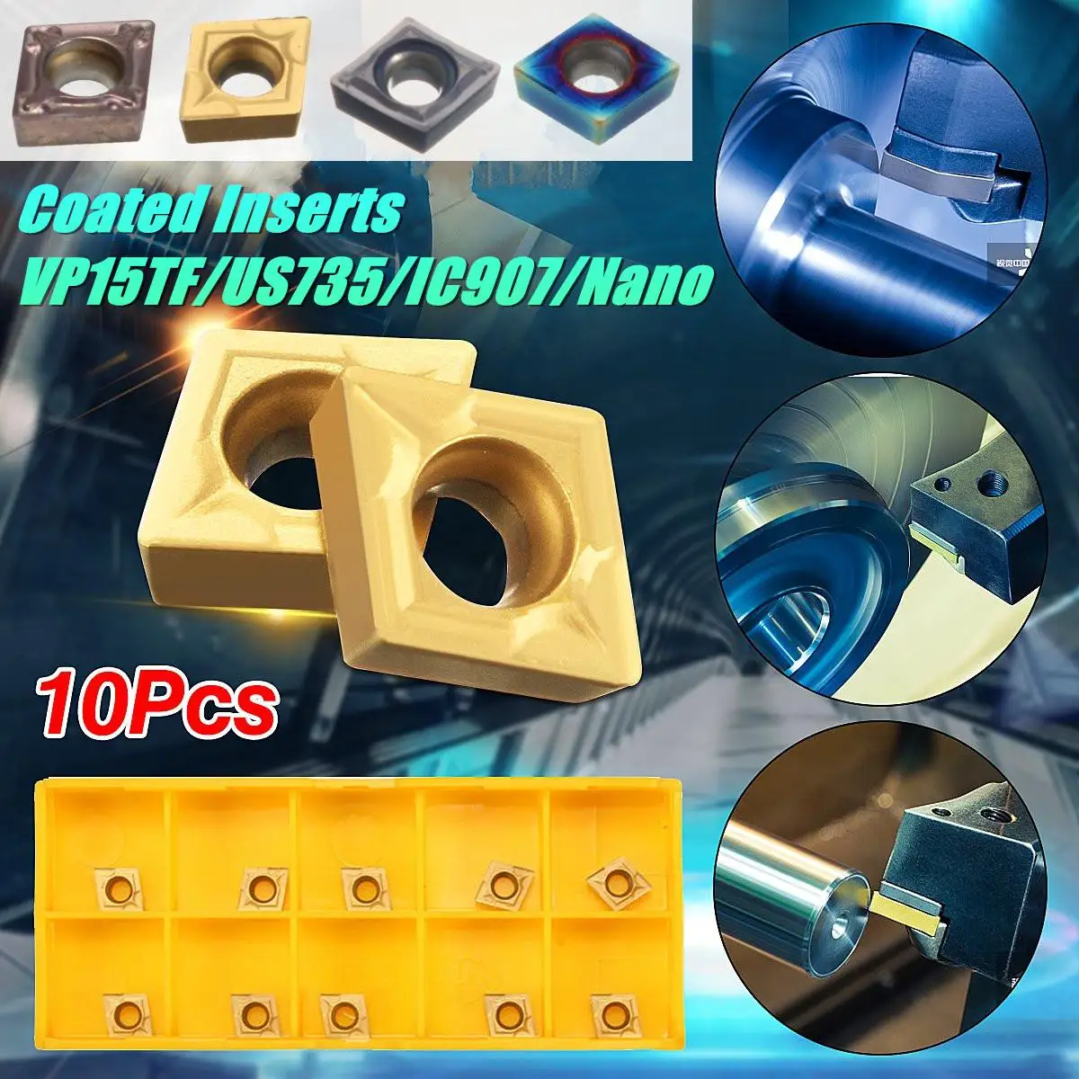 Новые 10 шт. VP15TF/US735/IC907/Nano твердосплавные вставки с покрытием для фрезерного станка, твердосплавное/твердосплавное покрытие TIAIN