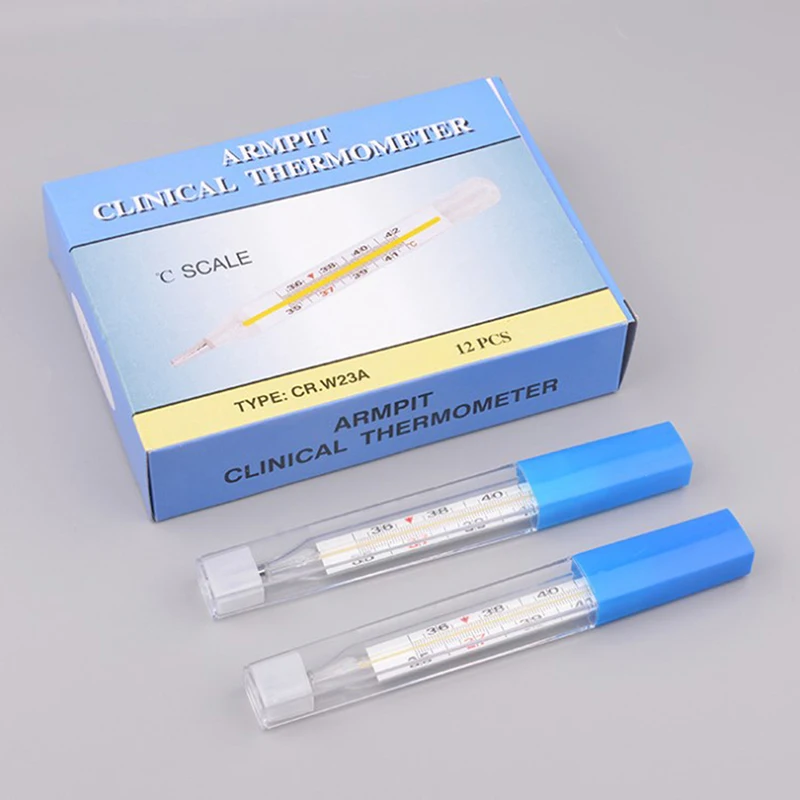 Termómetro médico Mercurial de vidrio, dispositivo de medición clínico de pantalla grande, 1 unidad