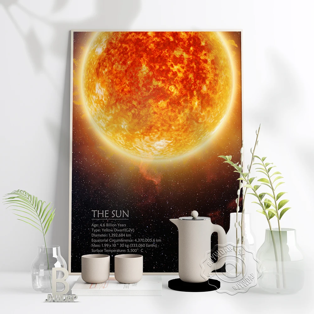 Sun Picture Planet Wall Art Canvas Painting Red Big Fireball Nordic Vintage Poster Living Room Decor Nursery Kids Decor Poster