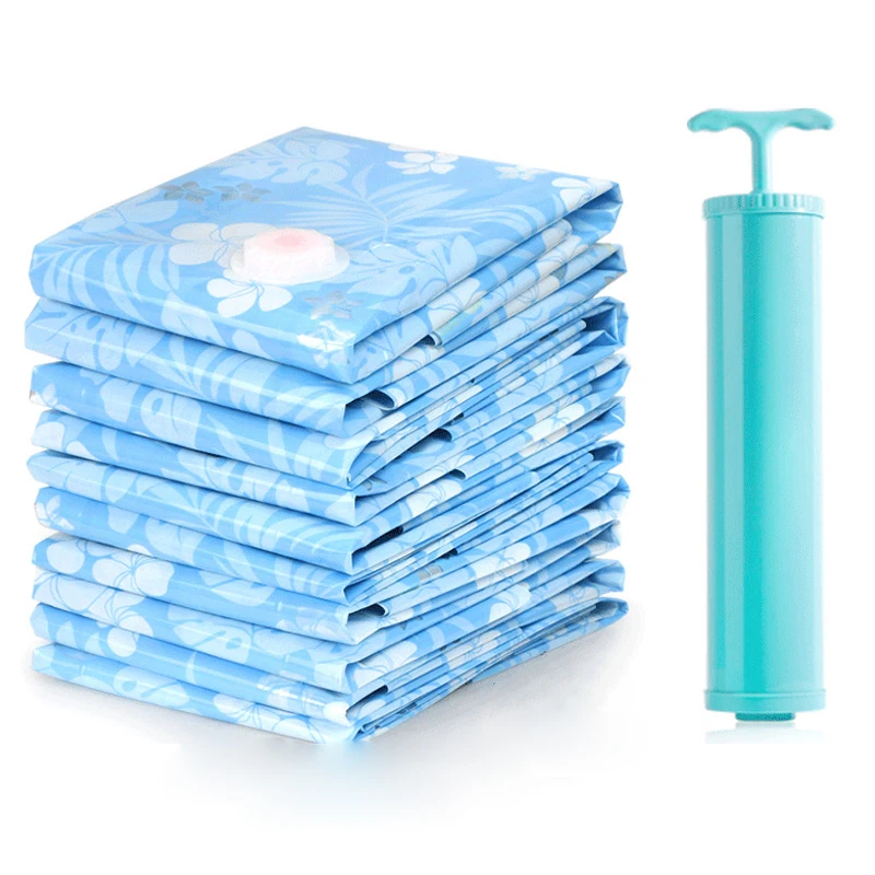 11PCS Thickened Vacuum Storage Bag For Cloth Compressed Bag with Hand Pump Reusable Blanket Clothes Quilt Organizer