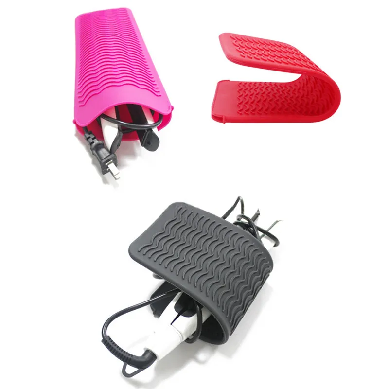 

1 PC Insulation Mat Silicone Non-slip Heat Resistant Mat Storage Pouch Hair Straightener Curling Iron Pad Bags Repeatable Use