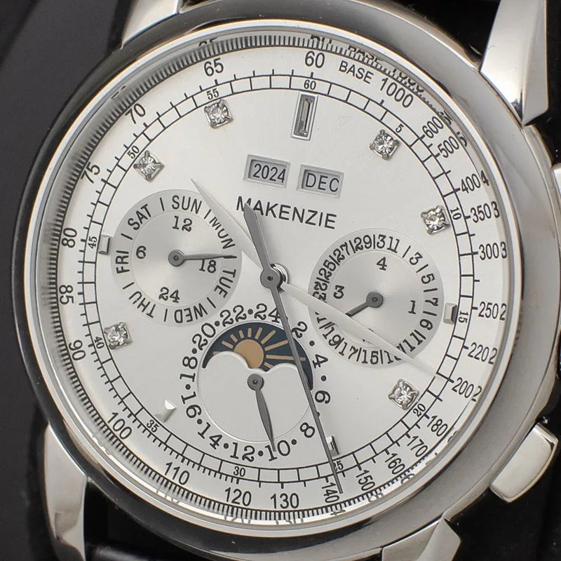 

2020 Super Multifunction Pilot Men Automatic Mechanical Watch Year/Month/Calendar/Week display Clock Mens Watches moon phase 30m
