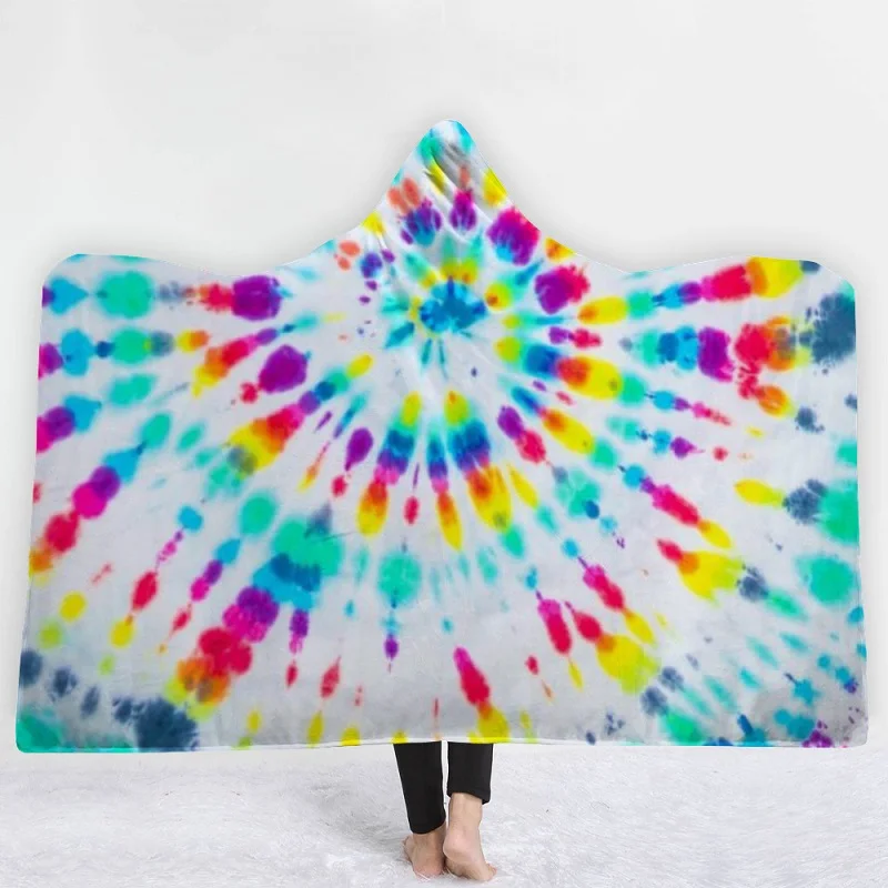 Beautiful Rainbow Vortex Printed Blanket With Hat Keep Warm IN winter Living Room Sofa - Цвет: style6