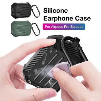 

Earphone Case For Airpods Pro Carbon Fiber Dustproof Durable Protective Case with Hook Headset Protector Shell Earbuds Case