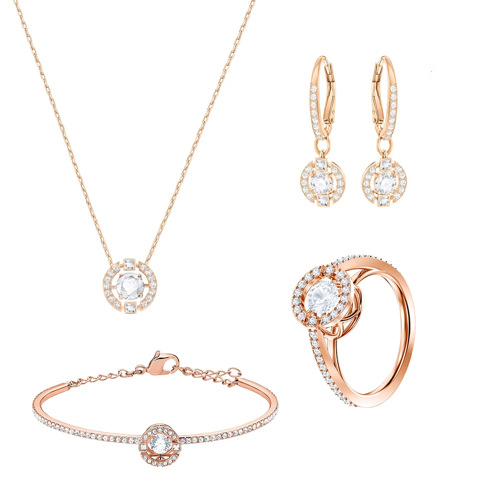 

2019 exquisite new sparkling round dancing bright fresh and energy-efficient high-quality female crystal set jewelry present