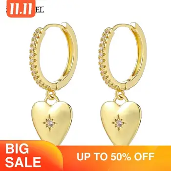 

Fashion cubic zircon Gold Heart Earrings Top Quality Crystal Star Heart Hoop Earrings For Women Fashion Jewelry 2020