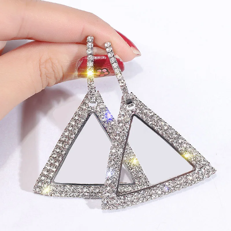 

2 Pcs/set Fashion Earrings Women Temperament Triangle Crystal Charm Earring Set Punk Sexy Jewelry Accessories Lover Gifts