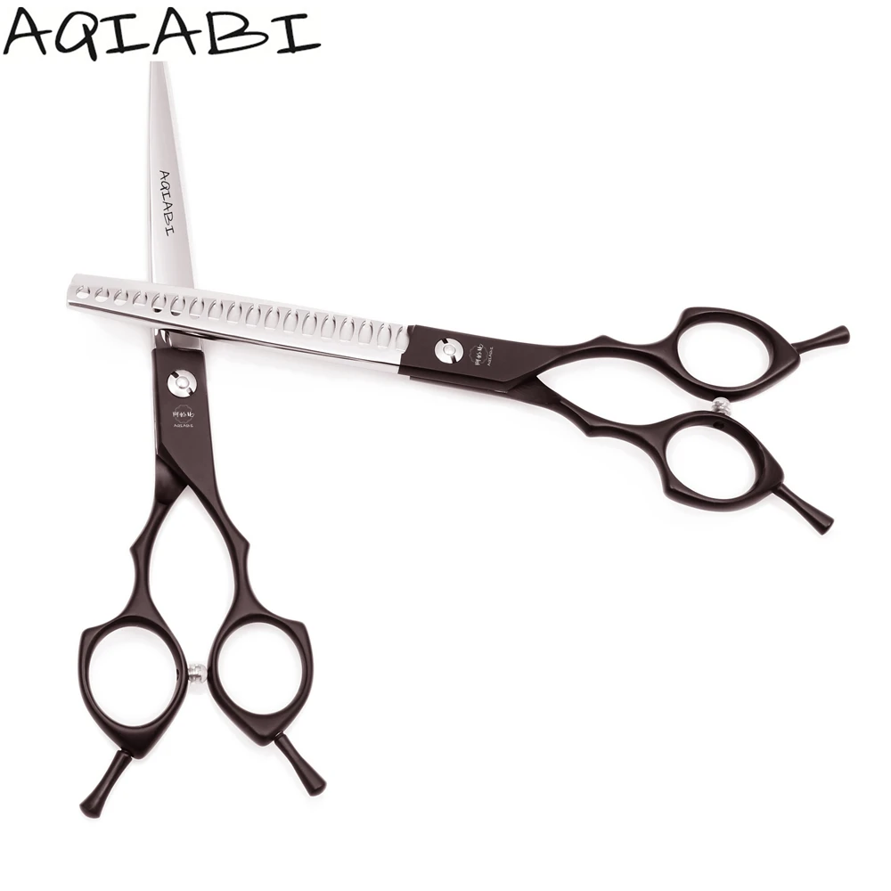 Pet Grooming Scissors 6.5" 7.0" Aqiabi 440c Black Straight Scissors