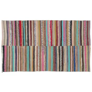 

Handmade Multicolor Vintage English Striped Rug Area Rug 115x202 Cm-3'9''X6'8''