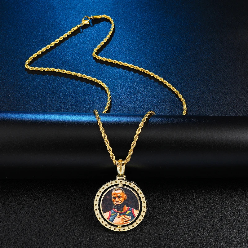 Пользовательские фото памяти Медальоны Твердые кулон ожерелье с теннисной цепочкой хип хоп ювелирные изделия персонализированные кубический циркон цепи подарок