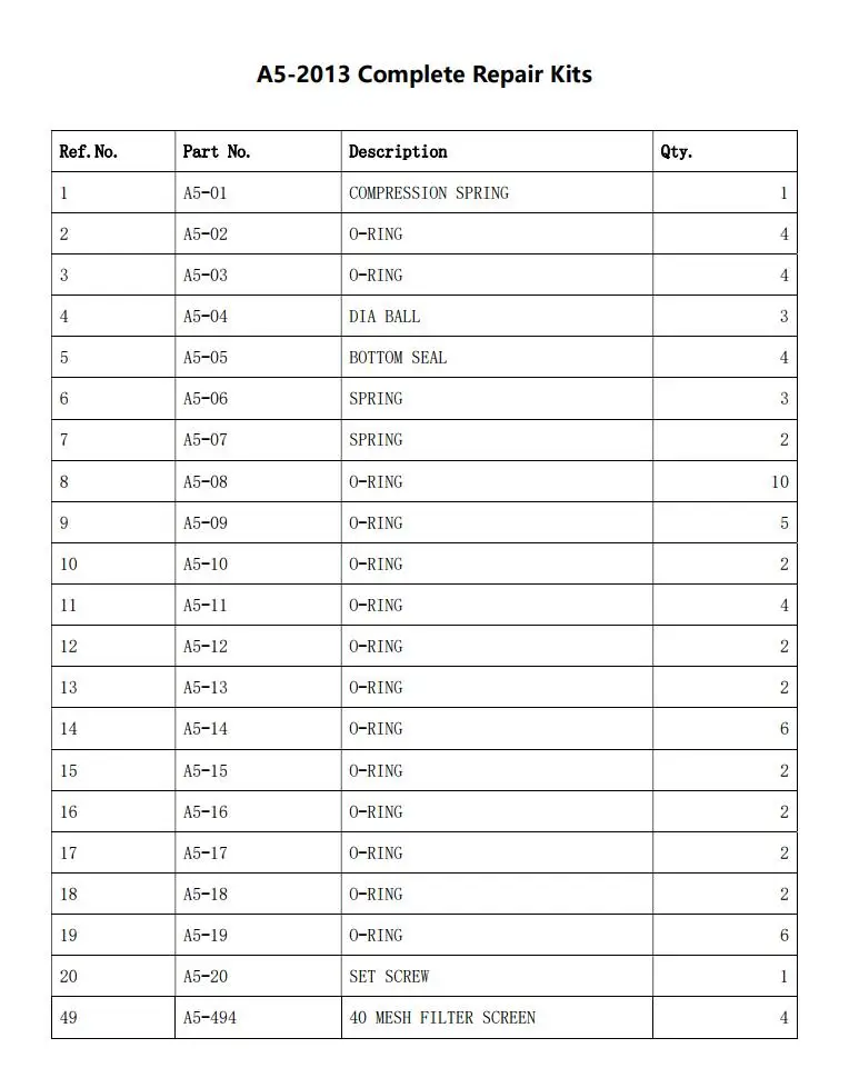 P2 пистолет-распылитель AB-A5(MX) полный ремонтный комплект A5-2013