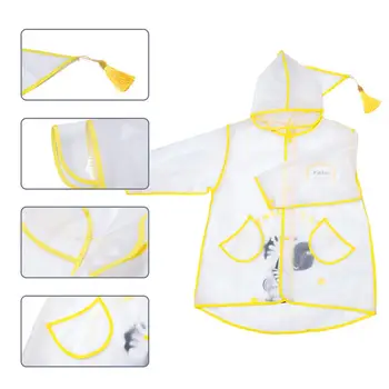 

Portable Children Raincoat Transparent Waterproof Hooded Raincoat for Girls Boys Kindergarten Children