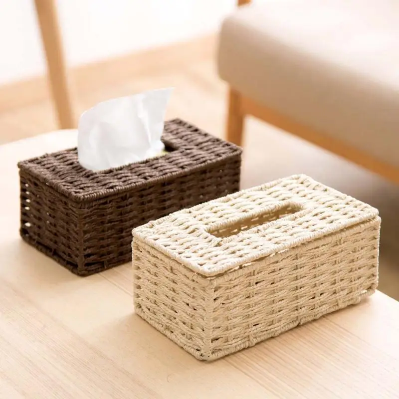 Rattan Tissue Box Vintage Napkin Holder Case Clutter Storage Container Cover Living Room Desk Decoration | Дом и сад
