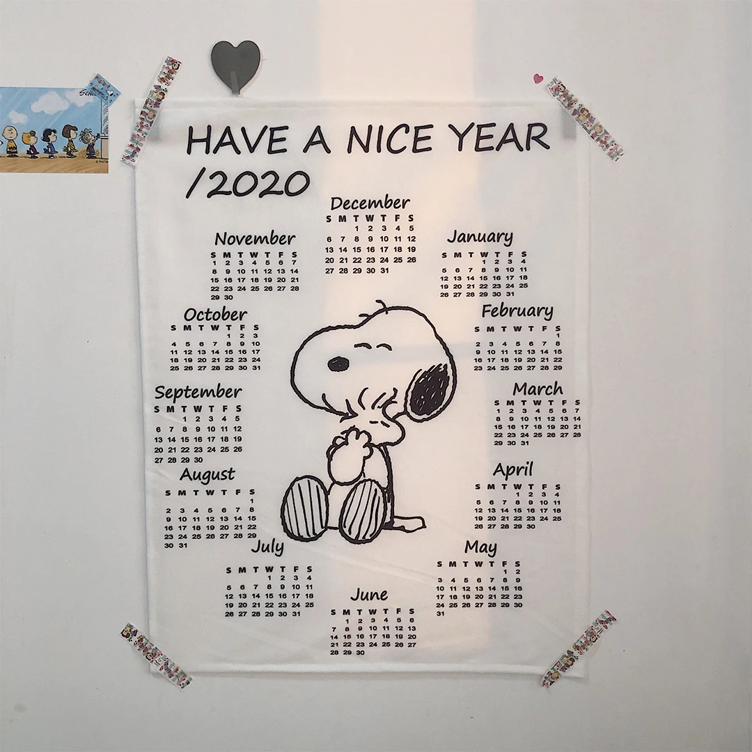 Новинка, календарь, простой стиль, Мультяшные собаки и друзья, тканевый календарь, украшение для комнаты, настенный календарь, декоративный календарь - Цвет: calendar C