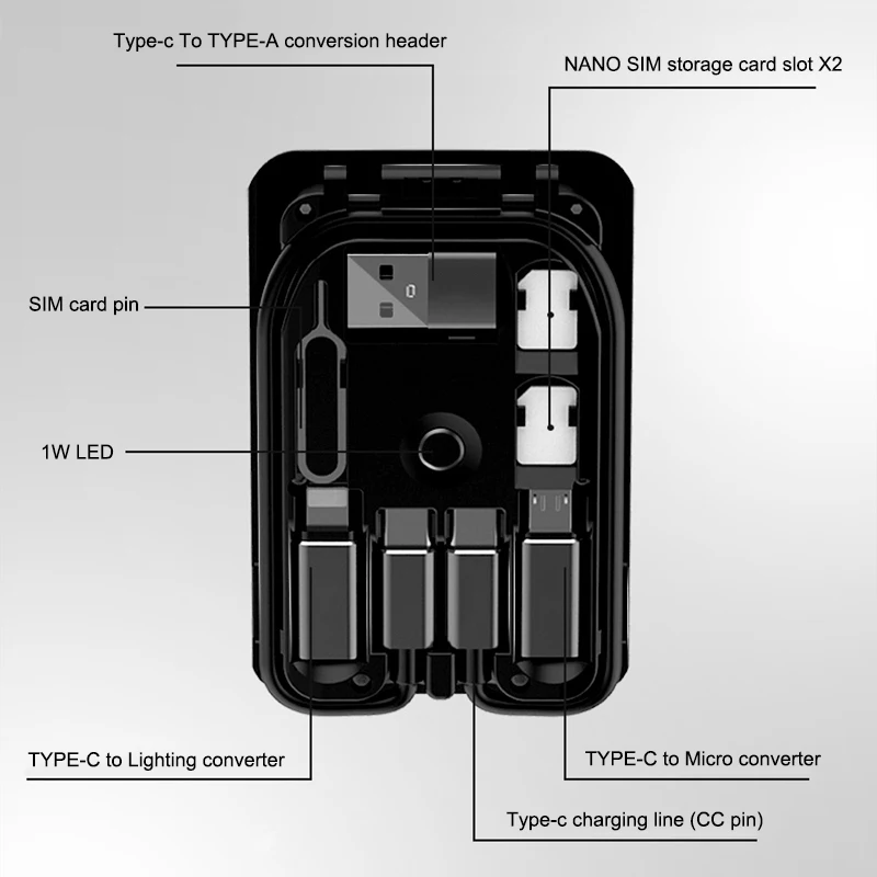 Multi-function Universal Smart Adaptor Card Storage Box QJY99