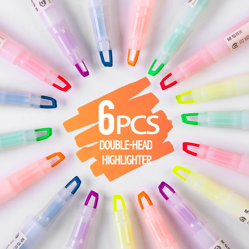 M&G  6 Colors Window double Tip Color Highlighter Pen 6pcs Clear View Multicolor Highlighter Dual tips Stick marker Assorted ar0234cs 2mp view larger image add to compare share wide angle hdr high dynamic range color sensor global shutter