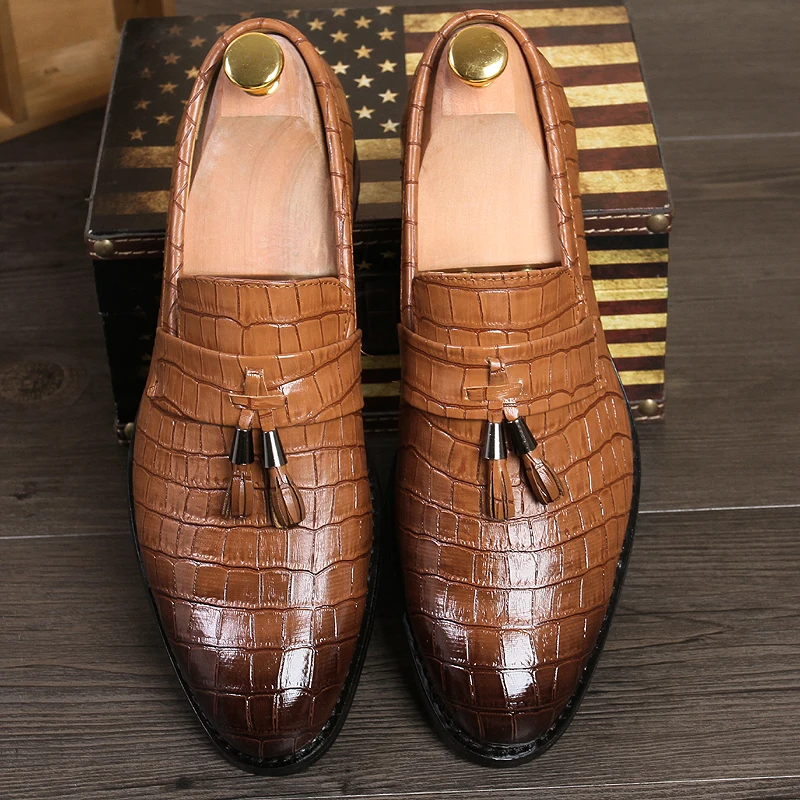 snake skin men leather shoes italian luxury elegant male dress tassel formal footwear designer oxford shoes for men moccasins (8)