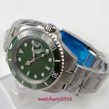 

40mm Green Sterile Dial sapphire glass Date ceramic bezel automatic movement mens watch