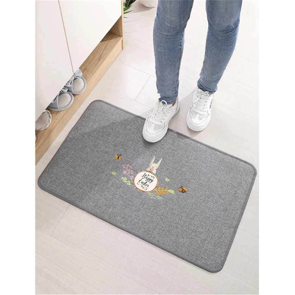 

Entrance Door Carpet Cartoon Anti Slip Dust Proof Floor Mat Machine Washable Bedroom Linen Material Embroidery Rugs for Kitchen