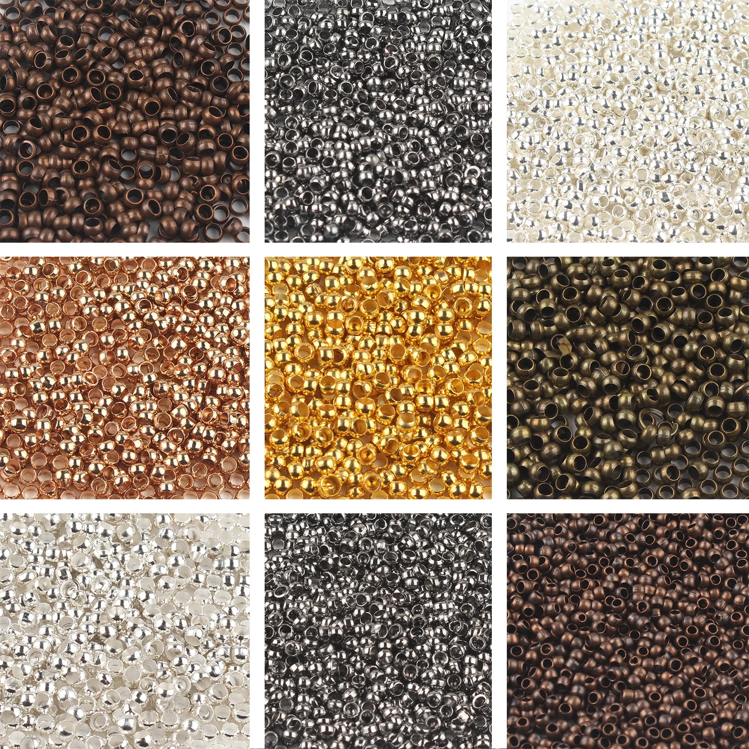 

500pcs Gold Silver Colors Ball Crimps End Beads Small Rondelle Stopper Spacer Beads for DIY Jewelry Making Accessories Supplies